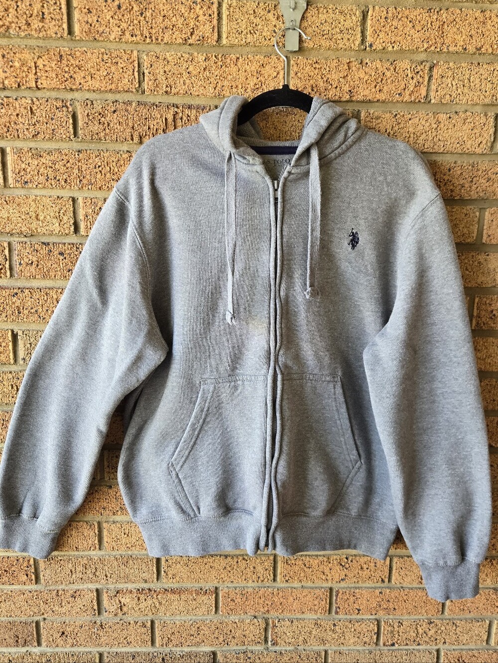 U.S. Polo Assn. Men’s Gray Full-Zip Fleece Hoodie - Size Large